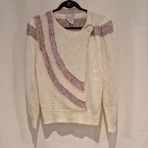 Vintage Nannell Cream, Purple And Pink Women's Sweater Size S
